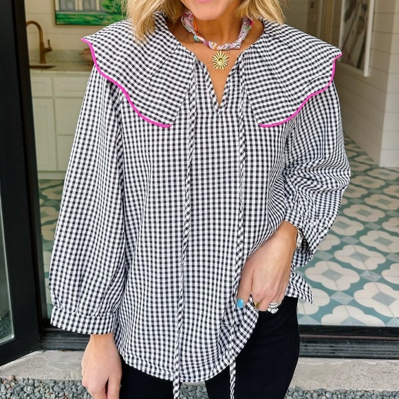 Women's Black and White Gingham Blouse